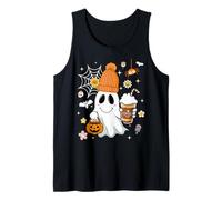 Autumn Men Women Cute Ghost Drinking Coffee Spooky Halloween Canotta