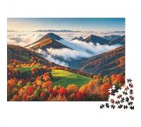 Autumn Mountains 1000 Pezzi Jigsaw Puzzle Carta Riciclata Misty Valley Puzzle per Adulti Difficile e Impossibile Challenging Allevia la Demenza Senile Fun 38x26cm/1000pcs