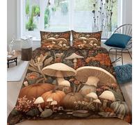 Autumn mushroomscopripiumino microfibra morbida 3 Pezzi stampa di 3D cerniera nascosta Botanical fantasy art Set Di Copripiumino con federe per cuscini soffice for adulti Single（135x200cm）