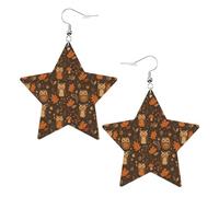 Autumn Owl And Maple Leaves Orecchini Da Donna Penzolare Orecchini In Pelle Stampato Accessori Per Carnevale Decorazioni Tutti I Giorni