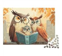 Autumn Owl Family Reading Jigsaw Puzzle Impossible 1000Pcs Decorazione Per La Casa. Rilassamento E Intelligence Per Adulti E Ragazzi Da 14 Anni 70x50cm/1000pcs