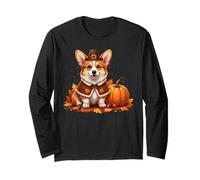 Autumn Pumpkin Fall Season Cute Corgi Thanksgiving Dog Maglia a Manica