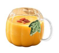 Autumn Pumpkin Glass Mug | 550ml Glass Autumn Pumpkin-Shaped Tea Cups | Transparent Coffee And Tea Cup With Handle, For Milk, Whiskey, Water, Picnic, Fishing, Outdoor, Holiday, Campfire