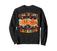 Autumn Pumpkin Teacher Retro Fall in Love with Learning Felpa