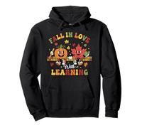 Autumn Pumpkin Teacher Retro Fall in Love with Learning Felpa con Cappuccio