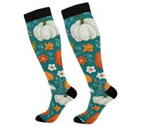 Autumn Pumpkins Flowers Calze A Compressione 50Cm Corsa Calze Contenitive Traspiranti Compression Socks Per Maternità Giri In Bici Infermiera Escursioni