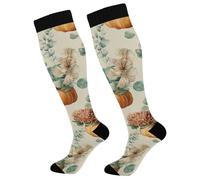 Autumn Pumpkins Flowers Pattern Calze A Compressione 50Cm Traspiranti Calze Da Compressione Corsa Calzini Alti Sono Per Giri In Bici Lavoro Recupero Infermiera