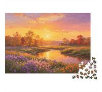 Autumn River Puzzle per Adulti 1000 Pezzi Riciclabile Flower Meadow Senior Puzzles Impossible Hard Difficult Challenging Relieve Senile Dementia Activity 38x26cm/1000pcs