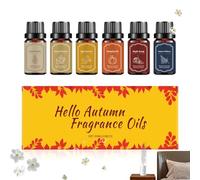 Autumn Scented Diffuser Oils - Set di 6 pezzi, Fall Diffuser Oils Scents | Fragrance Autumn EssentialOil Set for Air Purifier, Candle Making, Living Room, Yoga, Meditation, Spa