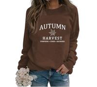 Autumn Sweatshirt for Women Funny Leaf Pumpkin Graphic Long Sleeve Fall Pullover Top Letter Print Blouse