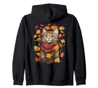 Autumn Themed Cute Cat Fall Breeze Kitten Cat Lover Felpa con Cappuccio