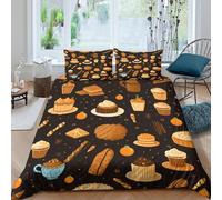 Autumn treatscopripiumino ultra microfibra 3 Pezzi stampa 3D con cerniera Sweet dessert pattern Set Di Copripiumino incluso federe per cuscini aiosa for bambini e adolescenti Super king（260x220cm）