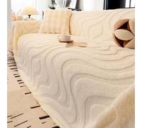 Autumn Winter Cotton Plush Sofa Throw, Extra Large 3D Textured Sofa Cover | Decorative Throw Blanket For Living Room, Universal Furniture Protector Cover, For Sofa Couch Bed Chair(Cream,180x300cm)