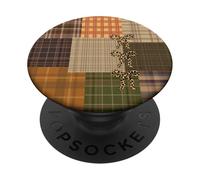 Autumn Winter Season Brown Plaid Pattern Women and Girls PopSockets PopGrip Adesivo