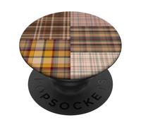 Autumn Winter Season Brown Plaid Pattern Women and Girls PopSockets PopGrip Adesivo