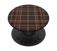 Autumn Winter Season Brown Plaid Pattern Women and Girls PopSockets PopGrip Adesivo