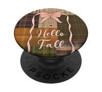 Autumn Winter Season Brown Plaid Pattern Women and Girls PopSockets PopGrip Adesivo