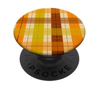 Autumn Winter Season Brown Plaid Pattern Women and Girls PopSockets PopGrip Adesivo