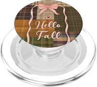 Autumn Winter Season Brown Plaid Pattern Women and Girls PopSockets PopGrip per MagSafe