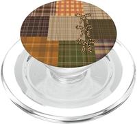 Autumn Winter Season Brown Plaid Pattern Women and Girls PopSockets PopGrip per MagSafe