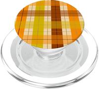 Autumn Winter Season Brown Plaid Pattern Women and Girls PopSockets PopGrip per MagSafe