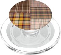 Autumn Winter Season Brown Plaid Pattern Women and Girls PopSockets PopGrip per MagSafe