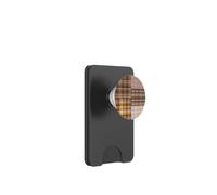 Autumn Winter Season Brown Plaid Pattern Women and Girls PopSockets PopWallet per MagSafe