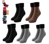 Autumn Winter Sock for Women, 5 Pairs Thickened Fleece Lined Cold-Proof Warm Self-Heating Socks, Soft Cozy Casual (5PCS-MixC)