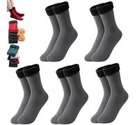 Autumn Winter Sock for Women, 5 Pairs Thickened Fleece Lined Cold-Proof Warm Self-Heating Socks, Soft Cozy Casual (Grey)