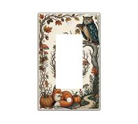 Autumn Woodland Fox and Owl - Copertura per interruttore della luce a | Foresta tema bosco, gufo con lanterna, raccolta zucche, estetica rustica, accenti rustici per la casa