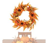 Autumn Wreath 17.72in Decorative - Sunflower Pumpkin Decor Pumpkin Fall for