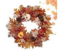 Autumn Wreath | Festival Decorations | Pumpkin Peony Eucalyptus Chrysanthemum and Ribbon | for Halloween Thanksgiving Indoor Outdoor Farmhouse Window Wall Décor