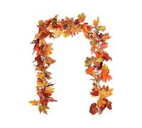 Autumn Wreath Maple Leaves, 5.9ft/pc Hanging Rattan Wreath Artificial Autumn Leaves Halloween
