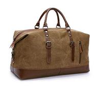 autumndeer Borsone da viaggio in tela oversize da viaggio, borsa a tracolla, borsa a tracolla, borsa da viaggio unisex, con manico in pelle PU, Caff, 54cm*33cm*24cm(L*H*D), Vintage