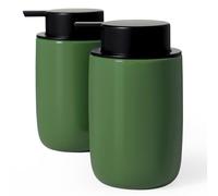 Autumnlife Dispenser di sapone verde, 2 pezzi da 350 ml, dispenser per sapone da cucina, con grande pompa ed etichetta, dispenser per sapone, adatto per cucina, bagno, piano di lavoro, verde oliva