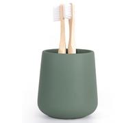 Autumnlife Portaspazzolino rotondo da 350 ml, in ceramica, opaco, adatto per spazzolini da denti e dentifricio, diametro 7,6 x 9,5 cm, verde