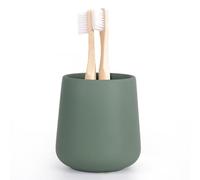 Autumnlife Portaspazzolino verde, rotondo, 350 ml, bicchiere da bagno in ceramica, opaco, adatto per spazzolino da denti, dentifricio, Ø 7,6 x 9,5 cm, verde