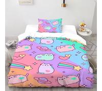 AutumnWinds Corlor Pusheen Copripiumino Con Stampa Reattiva Al Calore - Stampa Colorato Animalees 3D, Gioco Scientifico Per Ragazzi Single（135x200cm）