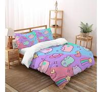 AutumnWinds Corlor Pusheen Set 3 Pezzi Microfibra Ultra Sottile - Stampa Colorato Animalees 3D, Ideale Per Camere Piccole King（220x240cm）