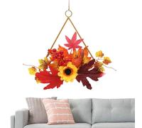 Autunnale - Ghirlanda di girasoli, autunno artificiale | Corona di ringraziamento in foglia d'acero, corona di cerchio decorativo, appendiabiti stagionale in stile rustico rustico