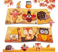 Autunnale Giocattoli Animali da Puzzle,6 Pezzi Autunnale Giocattoli Educativi Risveglio Montessori,Autunnale Puzzle Animali 3D con Cornice,Kit Artigianale Autunnale,per le Ragazzi Ragazze