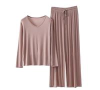 Autunno 2 pezzi Lounge Set da donna - Casual Plus Size scollo a V manica lunga t-shirt & elastico in vita gamba larga pantaloni abbinati pigiama outfit loungewear per casa, viaggi, vacanze uso