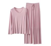 Autunno 2 pezzi Lounge Set da donna - Casual Plus Size scollo a V manica lunga t-shirt & elastico in vita gamba larga pantaloni abbinati pigiama outfit loungewear per casa, viaggi, vacanze uso