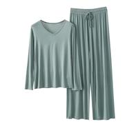 Autunno 2 pezzi Lounge Set da donna - Casual Plus Size scollo a V manica lunga t-shirt & elastico in vita gamba larga pantaloni abbinati pigiama outfit loungewear per casa, viaggi, vacanze uso
