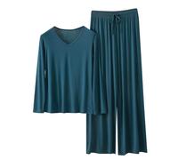 Autunno 2 pezzi Lounge Set da donna - Casual Plus Size scollo a V manica lunga t-shirt & elastico in vita gamba larga pantaloni abbinati pigiama outfit loungewear per casa, viaggi, vacanze uso