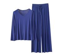 Autunno 2 pezzi Lounge Set da donna - Casual Plus Size scollo a V manica lunga t-shirt & elastico in vita gamba larga pantaloni abbinati pigiama outfit loungewear per casa, viaggi, vacanze uso