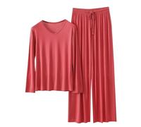 Autunno 2 pezzi Lounge Set da donna - Casual Plus Size scollo a V manica lunga t-shirt & elastico in vita gamba larga pantaloni abbinati pigiama outfit loungewear per casa, viaggi, vacanze uso
