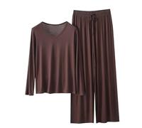 Autunno 2 pezzi Lounge Set da donna - Casual Plus Size scollo a V manica lunga t-shirt & elastico in vita gamba larga pantaloni abbinati pigiama outfit loungewear per casa, viaggi, vacanze uso
