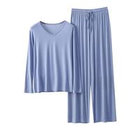 Autunno 2 pezzi Lounge Set da donna - Casual Plus Size scollo a V manica lunga t-shirt & elastico in vita gamba larga pantaloni abbinati pigiama outfit loungewear per casa, viaggi, vacanze uso