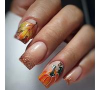 Autunno A Tema Persist Zoccoli D'oro Scintillate Aereo Vegetale Arte Breve Piazza Falsi Zoccoli Per Le Vacanze Festa Del Ringraziamento Unguis Art